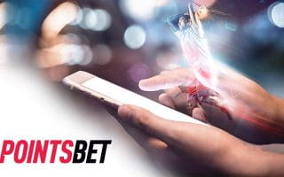 Basketball Player Out of a Mobile Phone Next to PointsBet Logo