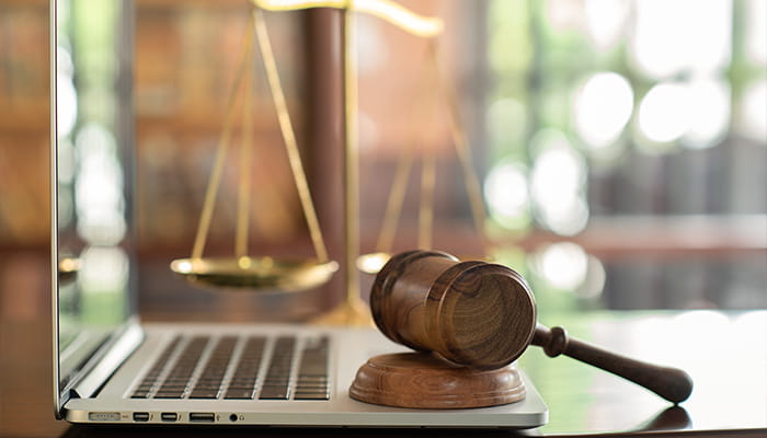 A Gavel on a Laptop 